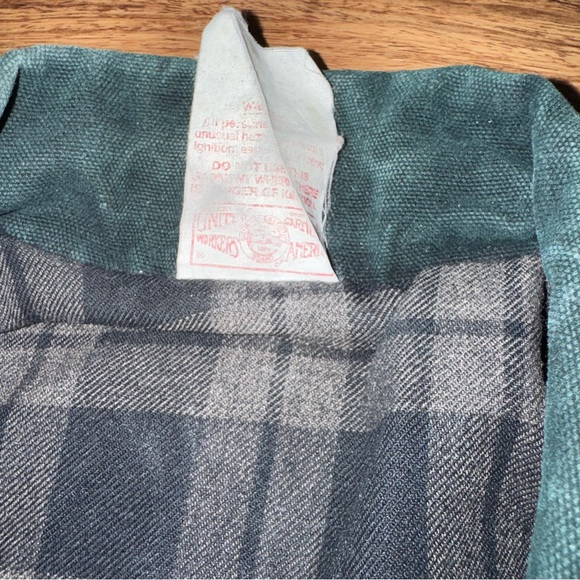 VTG Carhartt Jacket Barn Coat Men Blanket Lined CW043 Green Cape L 90s Detroit - Picture 4 of 10